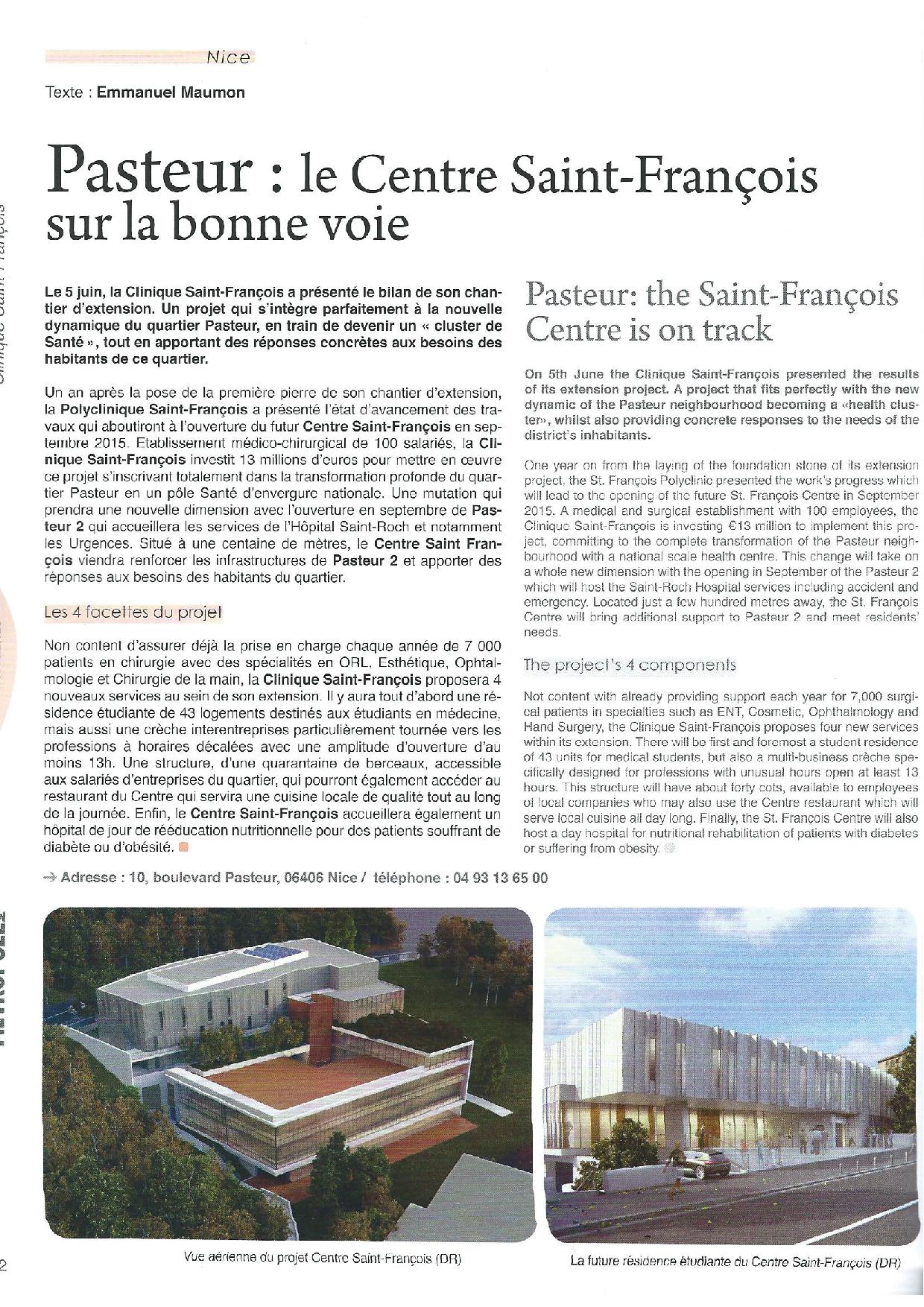Article Polyclinique St François Metropole Mag juin juillet Aoû